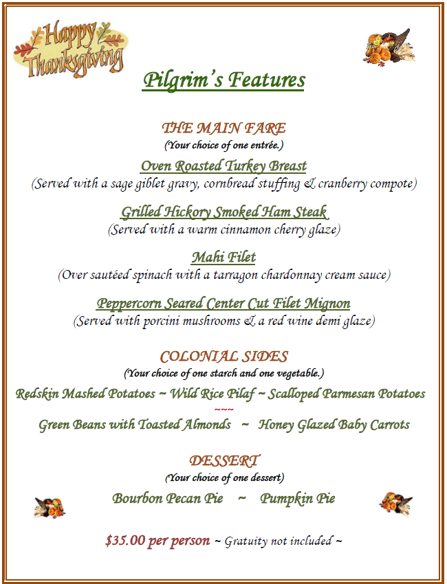 Thanksgiving menu 2026
